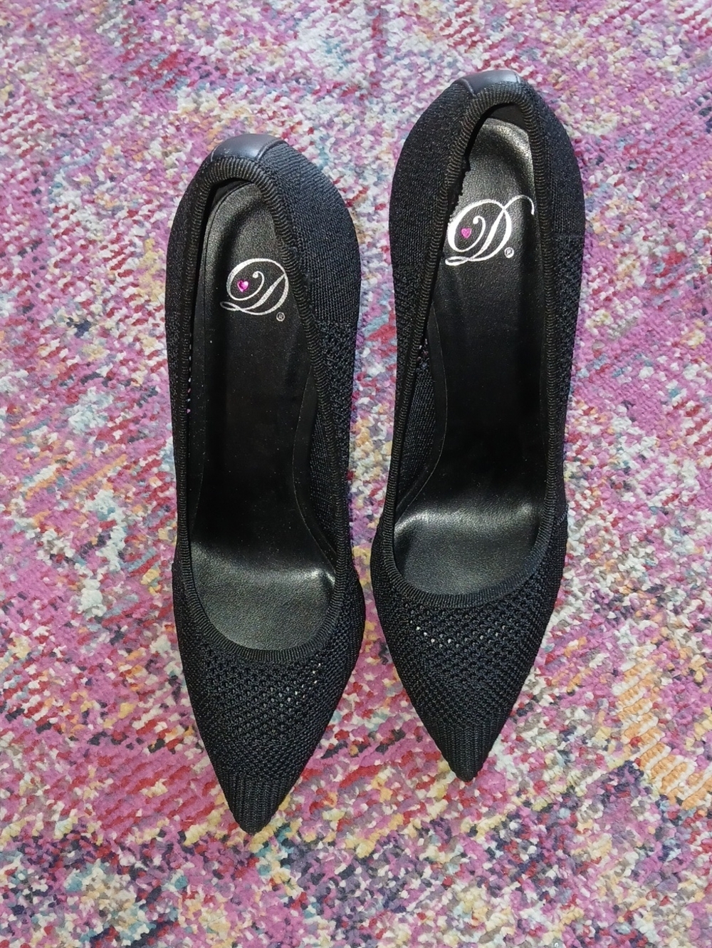 Pointed Black Knit Pumps - Elegant Women's Dress Heels
